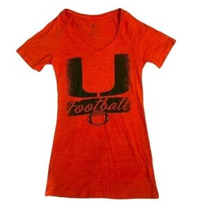 Adidas Brand University of Miami Orange Football T-Shirt - Size Small